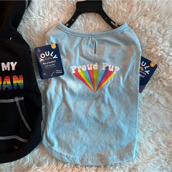 Dog hoodie & tee PRIDE rainbow theme proud pup & human size small NWT puppy toy - Picture 7 of 9